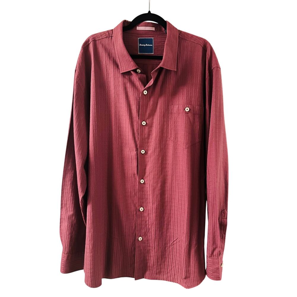 Tommy Bahama- Vintage Men’s Burgundy Textured Shirt - 3XL - Excellent Condition